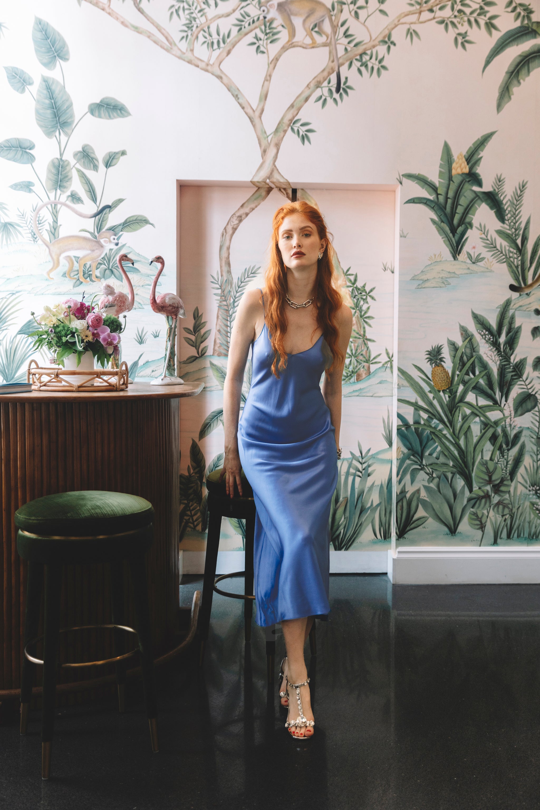 Cornflower Blue Midi Bias Slip