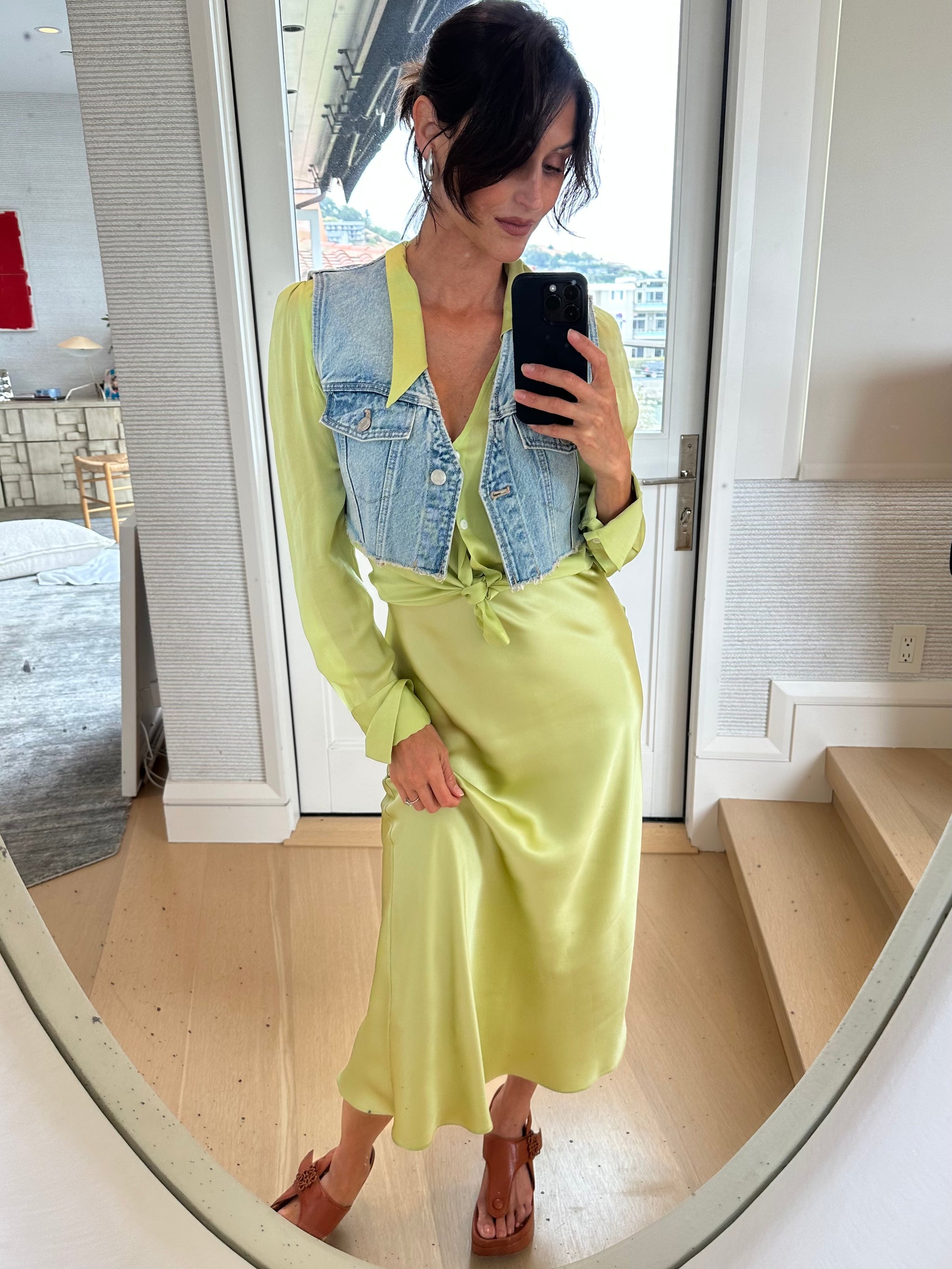 Moss Midi Dress with Contrast Straps