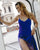Ultra Violet Lace Applique High Slit Tea Length Slip