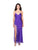 Ultra Violet Lace Applique High Slit Tea Length Slip