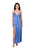 Cornflower Blue High Slit Deep V Halter Maxi