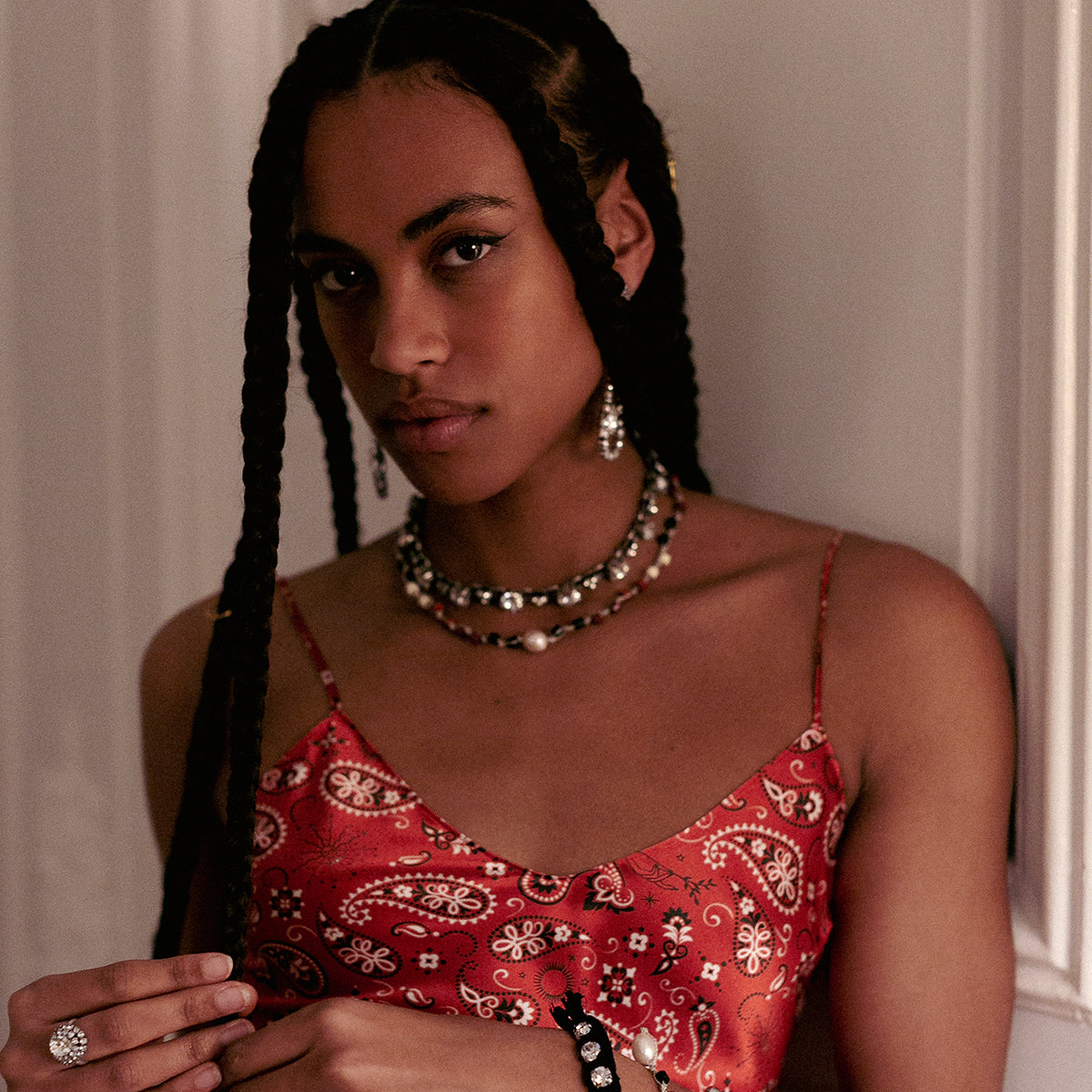 Red Bandana Midi Slip Dress - Dannijo