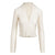 Pearl White Long Sleeve Pleated Polo Top