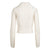 Pearl White Long Sleeve Pleated Polo Top