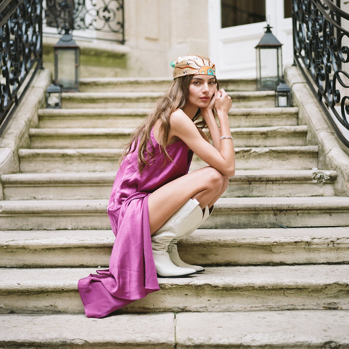 Vibrant Orchid Long Silk Slip Dress - Dannijo