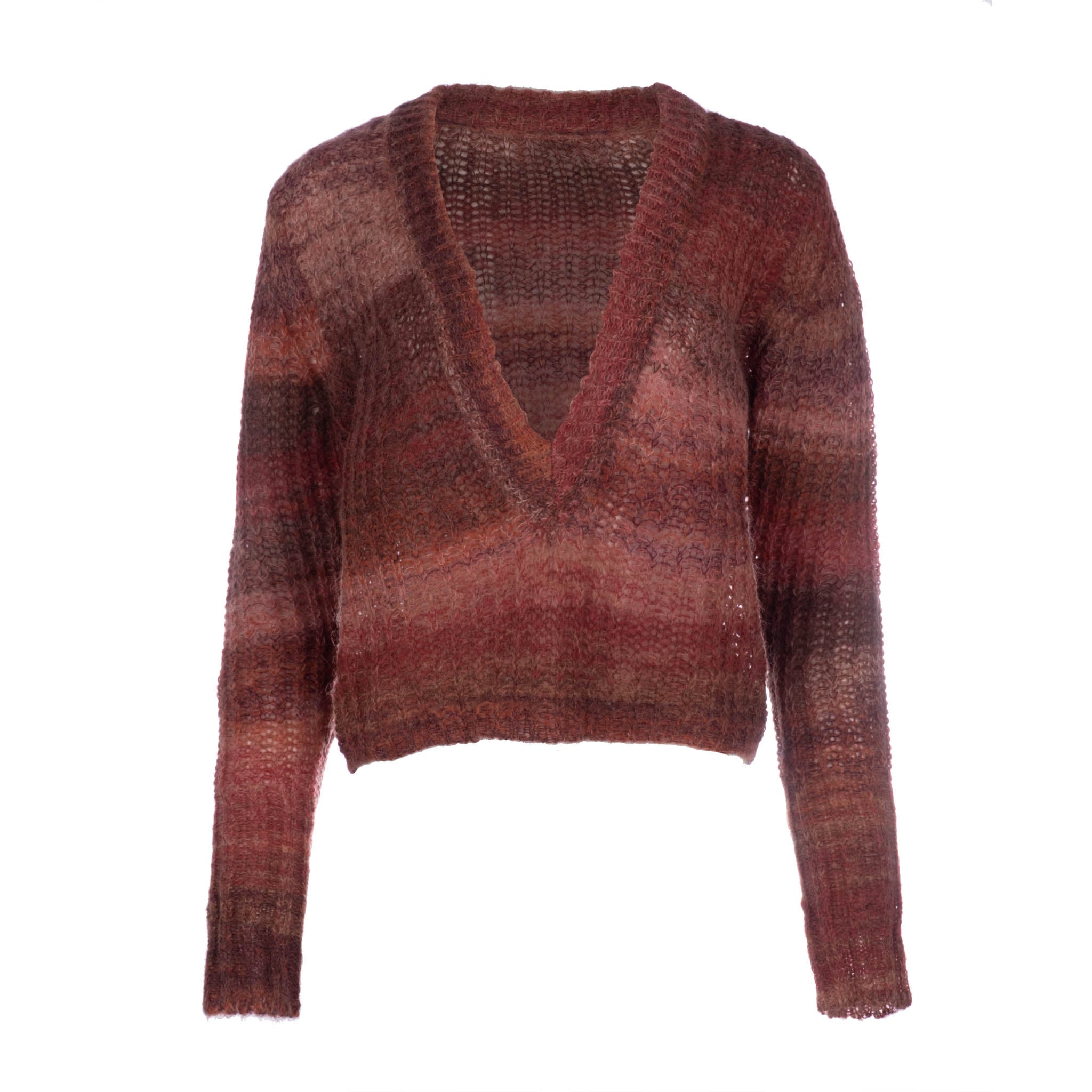 Rust Mohair V-Neck Pullover - Dannijo