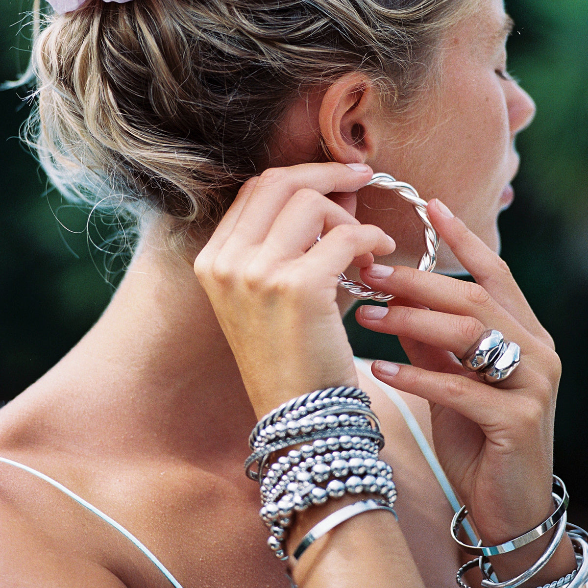 Naomi Silver Hoop Earrings - Dannijo