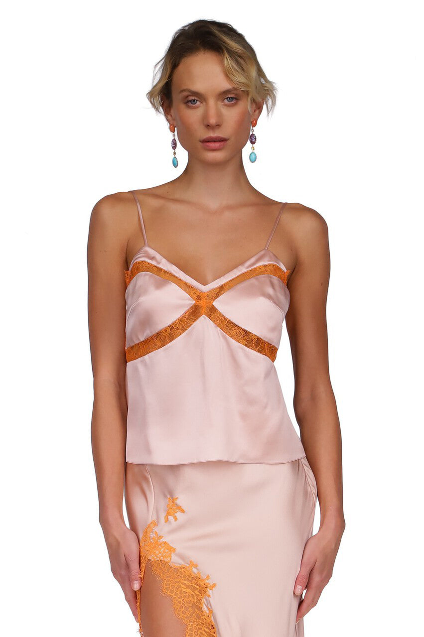Dusty Rose Lace Paneled Camisole