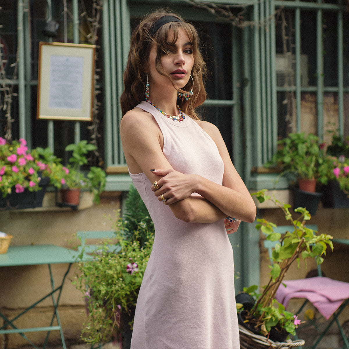 Ice Pink High Neck Terry Tank Dress - Dannijo