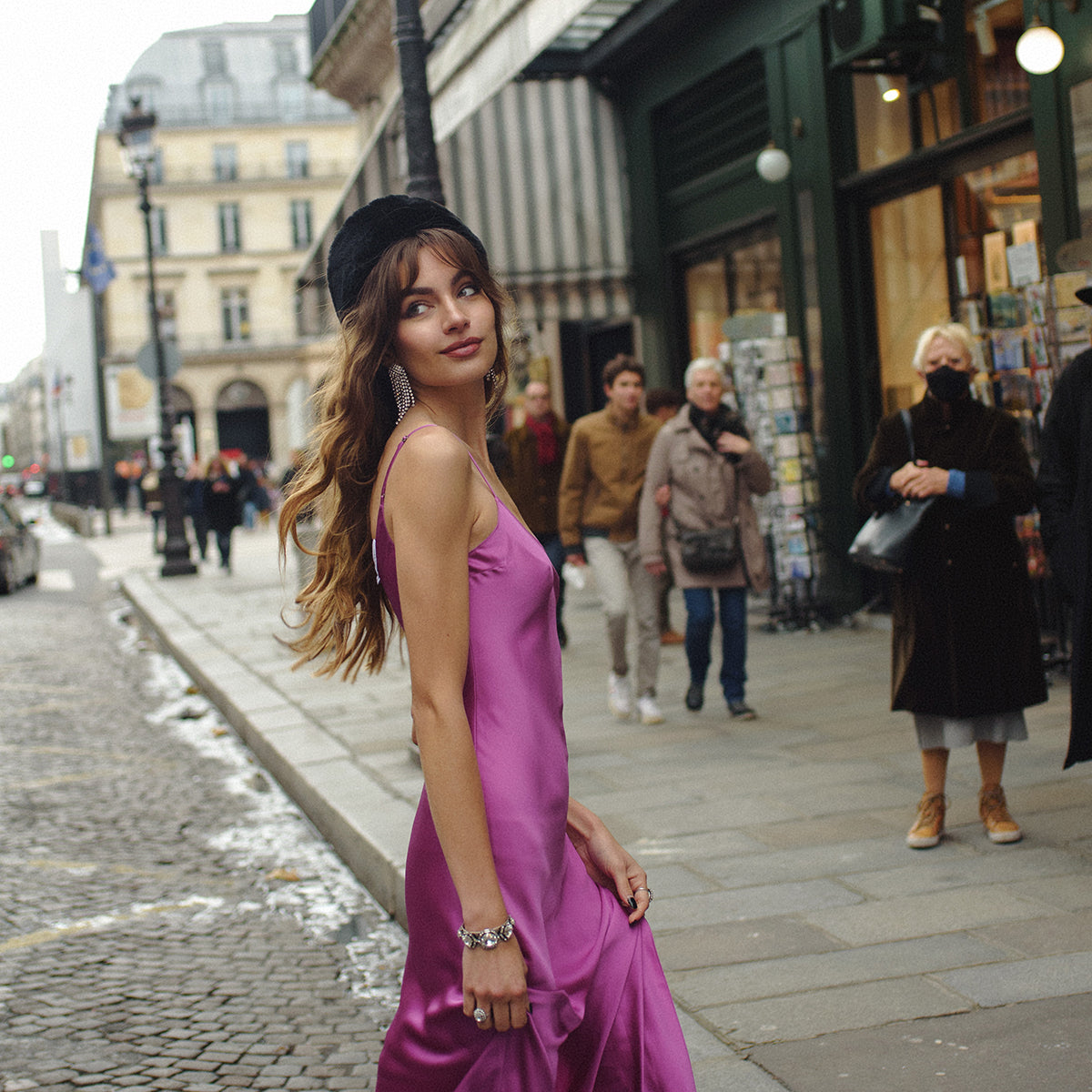 Vibrant Orchid Long Silk Slip Dress - Dannijo